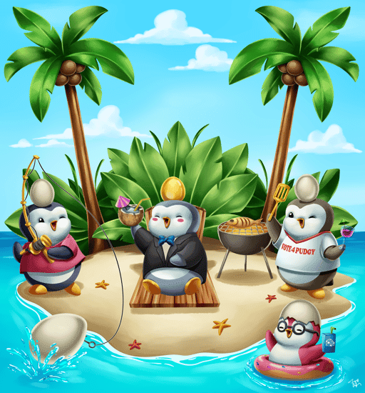 Tropical Eggscape: Penguin Paradise