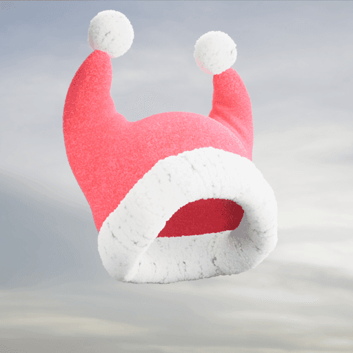 Red Felt Double Peaked Sandy Claws Topper