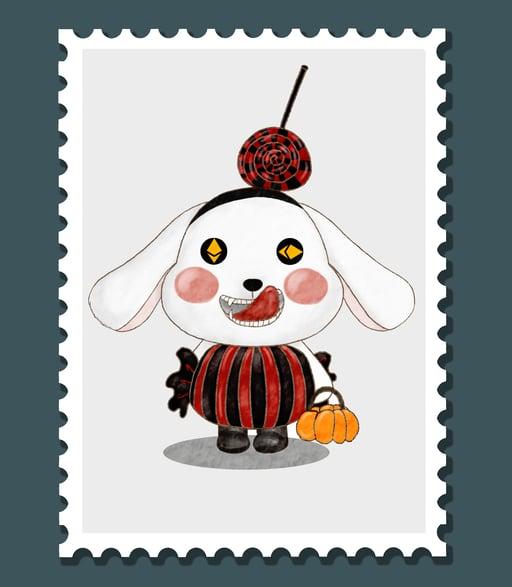 Stamp#017 little doggy candy ghost