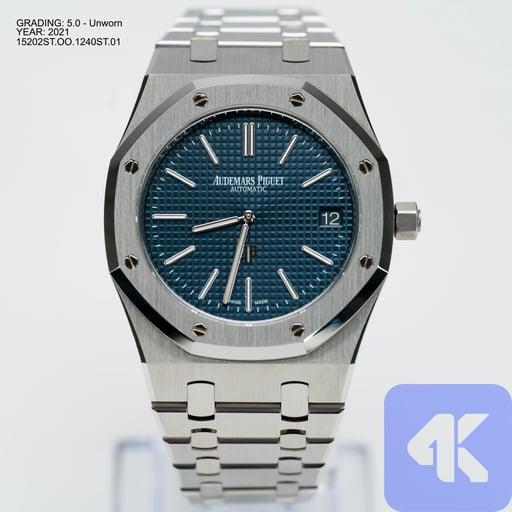 AP Royal Oak Blue 2021 Date 40mm 15202ST.OO.1240ST.01 Audemars Piguet - Full Boxes & Papers