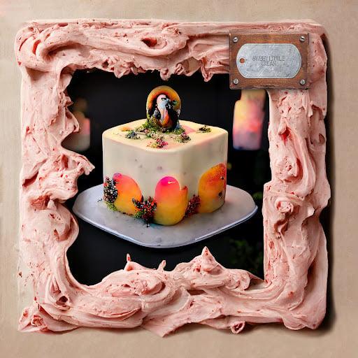 Sweet Little Strawberry Buttercream Tropical Peach Tofu Toucan Cake