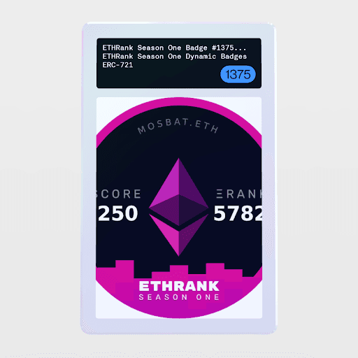 Minter Token - ETHRank Season One Dynamic Badges #1375