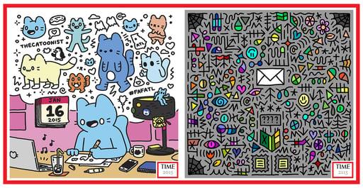 Blue Cat, 2015 by Colin Egan & Send More Mail, 2115 by Vinnie Hager