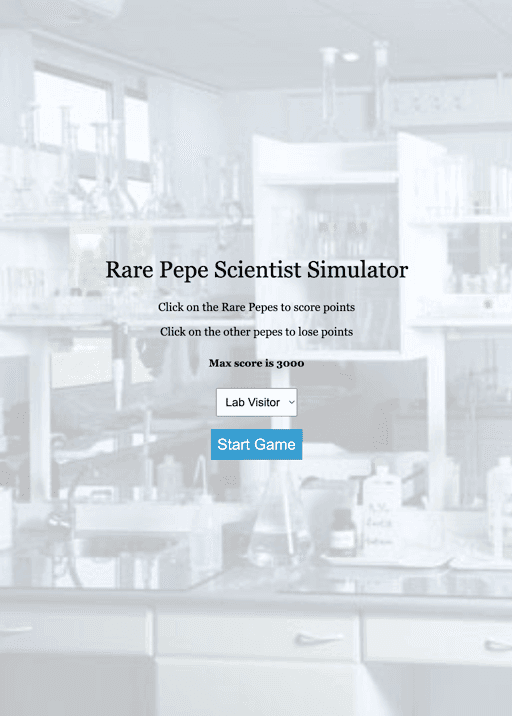 Rare Pepe Scientist Simulator