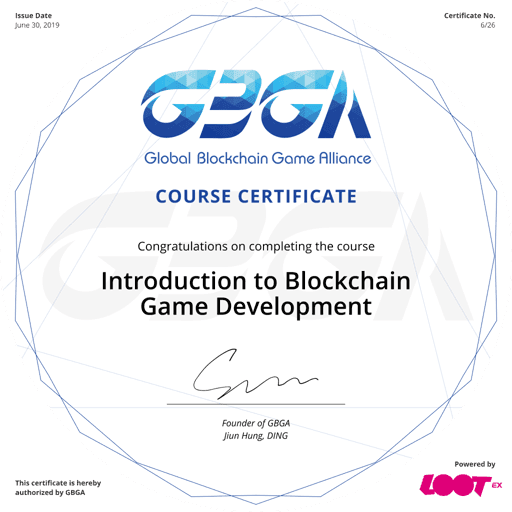 2019 GBGA Course Certificate