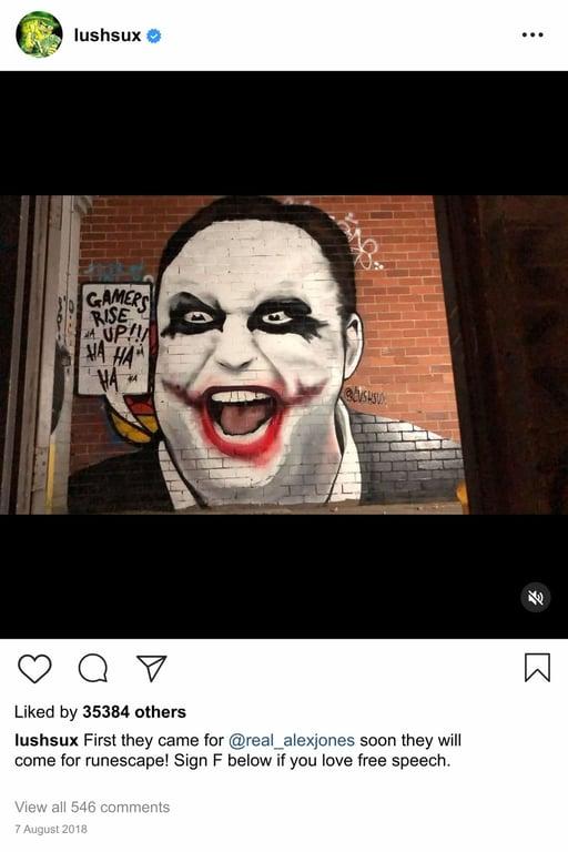 Lushsux #3183 - Mural Alex Jones The Joker