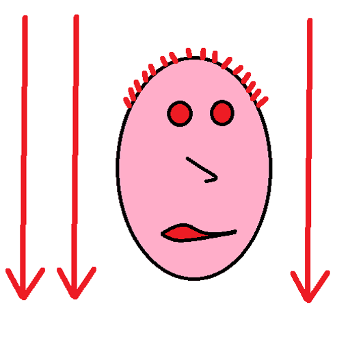 pink wojak guy down arrow