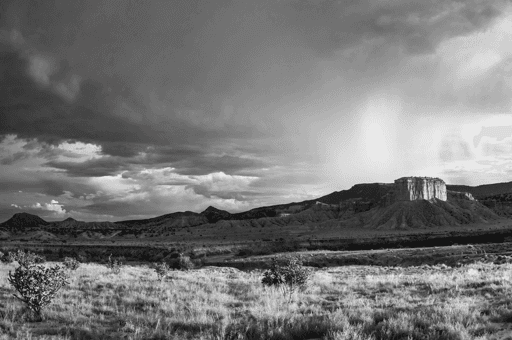 Butte in the Rain