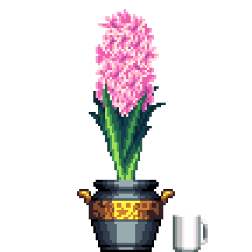 Pink Hyacinth in Greek Vase pot with Coffee Mug