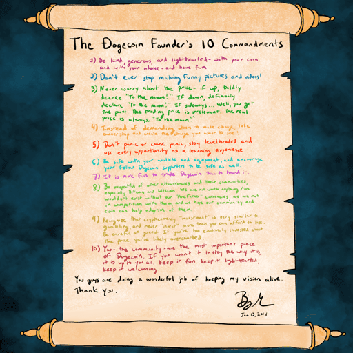 #10: Crappy Dogecoin Doodles: Vision for Dogecoin - The Dogecoin Founder's 10 Commandments (From January 2014)