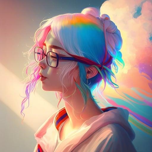 Rainbow hair girl #044