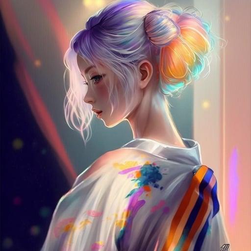 Rainbow hair girl #006