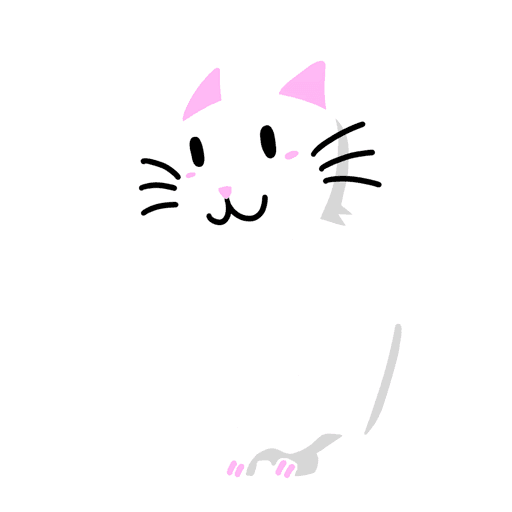 053 White Cat in Minimal Design