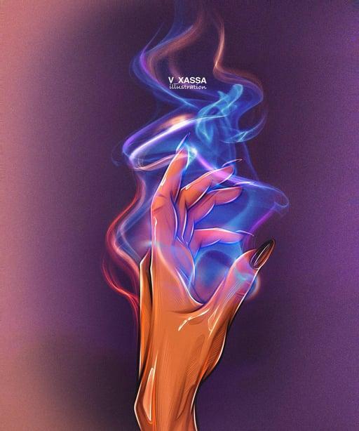 Fiery hand