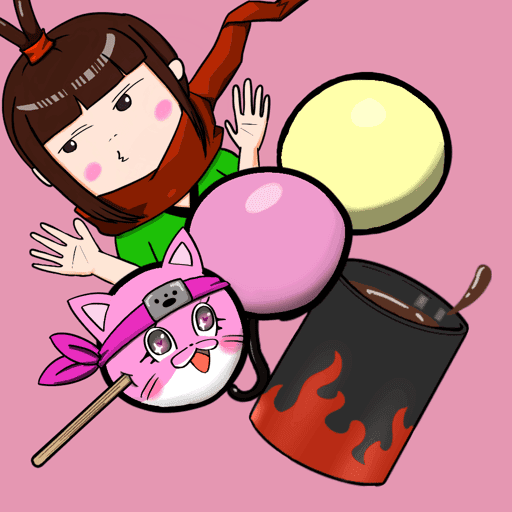 #125  Anne and Odango with flattered