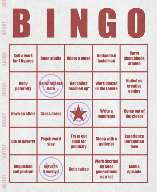 Artist Bingo Card #65