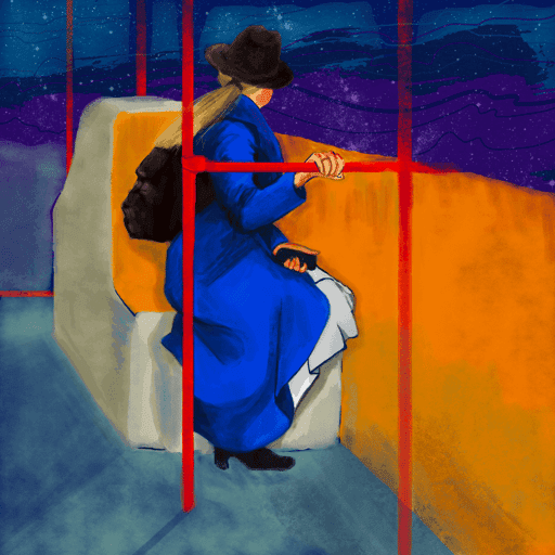 Blue girl in the bus