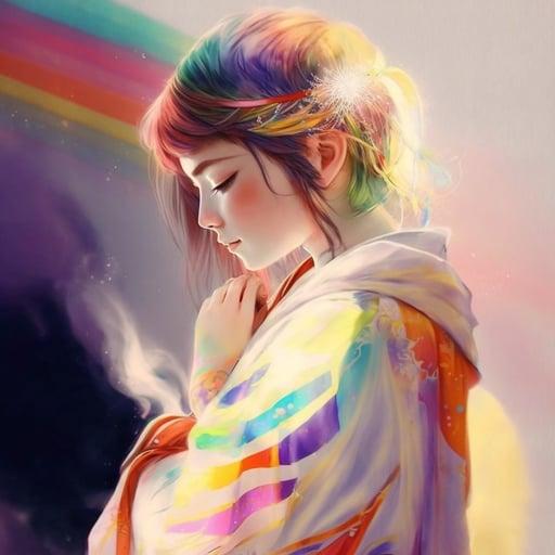 Rainbow hair girl #047