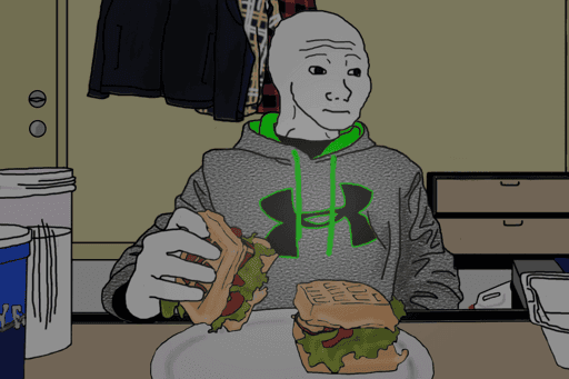 wojak eating sandwhich