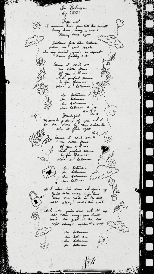 In Between Lyric Sheet by SOZI 43/80