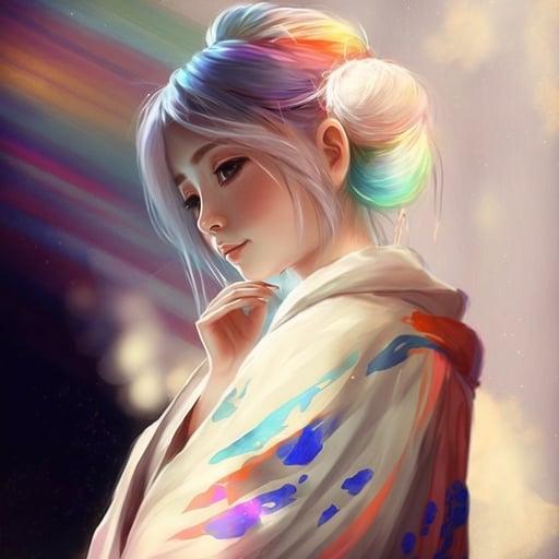 Rainbow hair girl #003