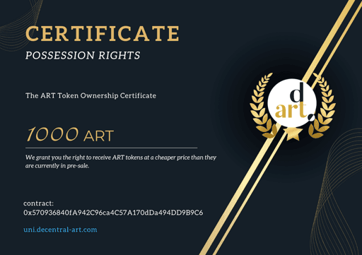 Certificate 1000 ART