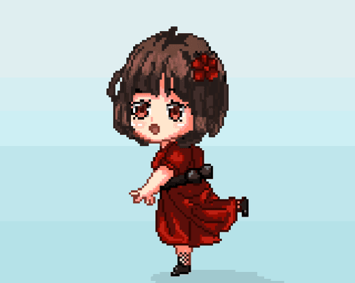 chibi girl in red dress 