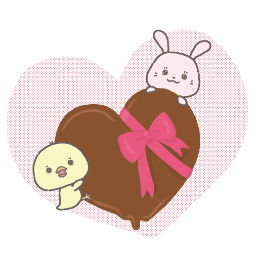 ふわふわアニマルとハートのチョコレート(Fluffy animals and heart chocolate)