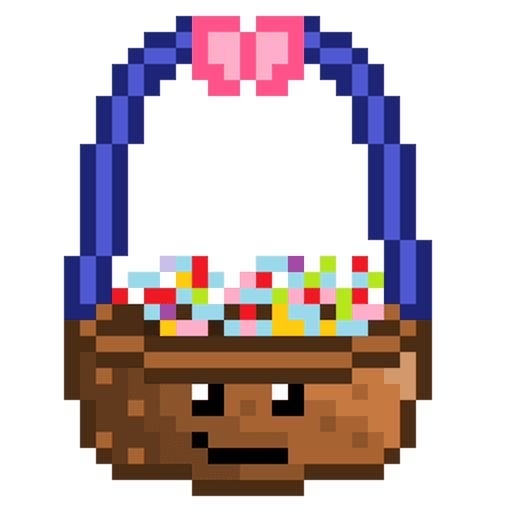 Basket #46 - Blue Handle, Pink Bow