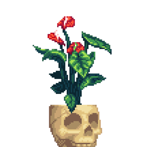 Red Anthurium in Bone Skull pot