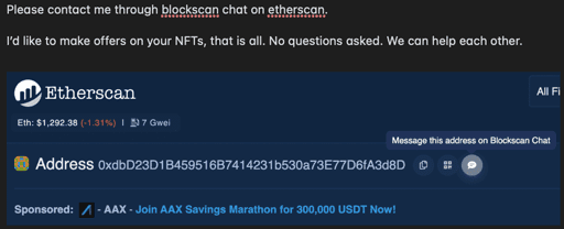 0xdbD23D1B459516B7414231b530a73E77D6fA3d8D chat on blockscan