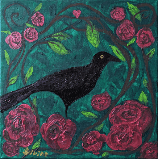 Grackle & Roses