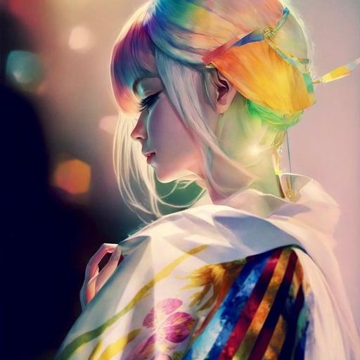 Rainbow hair girl #037