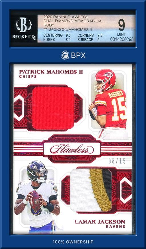 2020 Panini Flawless Patrick Mahomes II/Lamar Jackson - BGS 9 (Cert: 0014200298)