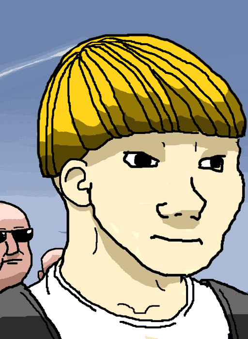 wojak boy bowl cut outside