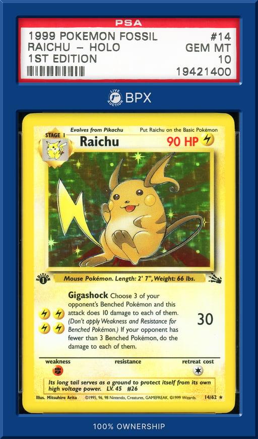 1999 Pokémon Raichu - PSA 10 (Cert: 19421400)