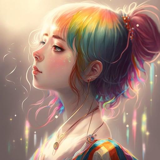 Rainbow hair girl #022