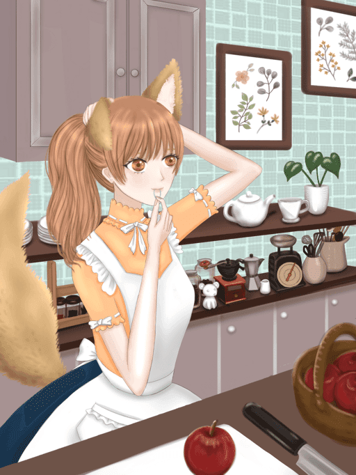 Fox girl "Layla" challenges to make apple pie