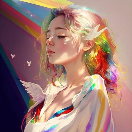 Rainbow hair girl #034