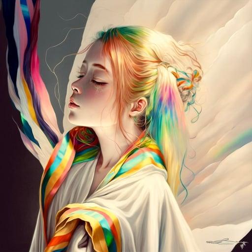 Rainbow hair girl #008