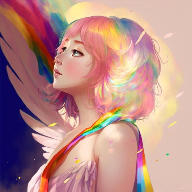 Rainbow hair girl #050